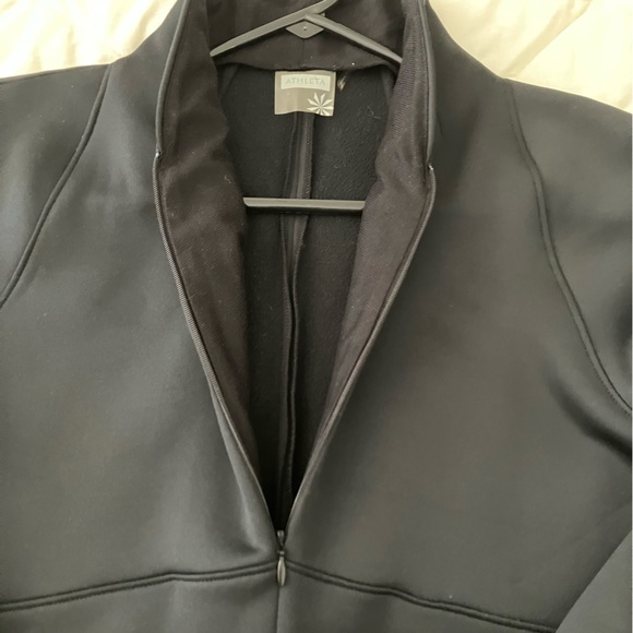 ATHLETA Black Dress Med, long sleeve. Sculpted waistline accent, 1/4 zip front. - Picture 2 of 10